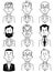 Various upper body line drawings of men in suits