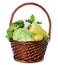 Various vegetables in a brown basket