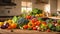 Various vegetables kitchen background food health harvest organic diet autumn