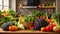 Various vegetables kitchen background food health harvest organic diet cooking