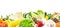 Various Vegetables with Outline on white Background - Panorama - Isolated