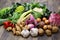 Various vegetables prepared for bagna cauda.