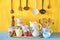 Various vintage kitchen utensils