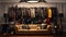 various warm jackets neatly arranged on a stylish rack within an elegant room interior. The juxtaposition of fashion and