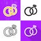 Various wedding rings icons collection