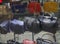 Various women bags in a show-window of shop