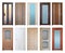 Various wooden doors, isolated over white