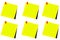 Various yellow post it with red thumbtack and white background