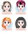 Various young women long & short hair style icon, logo women face.