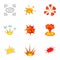 Variously shaped firework explosion icons set