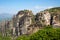 Varlaam and Great Meteoro Monasteries on the cliff at Meteora rocks, Greece