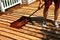 Varnishing an outdoor deck