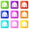 Varsity jacket icons set 9 color collection