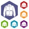 Varsity jacket icons vector hexahedron