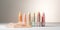 Varyety of handmade lip balms and lipsticks on light background