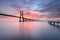 Vasco da Gama Bridge in Lisbon at Sunrise.