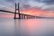 Vasco da Gama Bridge in Lisbon at Sunrise.