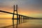 Vasco da Gama bridge at sunrise, Lisbon