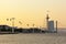 Vasco da Gama tower, bridge and cable car at Lisbon