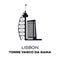 Vasco da Gama Tower at Lisbon, Portugal, vector illustration