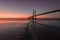 Vasco de Gama Bridge in Lisbon during sunrise. Ponte Vasco de Gama, Lisboa, Portugal