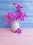 Vase beautiful orchid wooden background design decor modern blossom arrangement
