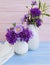 vase of chrysanthemum flower, bell on wooden background