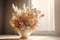 Vase filled dried flowers. Generate Ai
