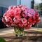 Vase of flower, pink geranium bouquet