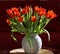 Vase of Orange Tulips in Modern Interior