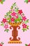 Vase pink flowers seamless (wallpaper)