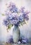 Vase with Purple Flowers on a White Table