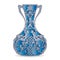 Vase silhouette blue, ornate, with peacock pattern, on white b