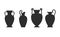 Vase silhouettes set. Various antique ceramic vases. Ancient greek jars and amphorae silhouettes. Clay vessels pottery