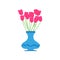 Vase tulip vector red flower illustration beautiful pink isolated white blossom plant beauty green decoration