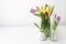 vase tulips table. High quality photo