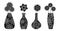 Vases and flowers unusual black silhouette set