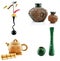 Vases and teapot isolated