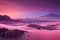 A vast, alien desert with towering, crystalline rock formations under a purple-hued sky