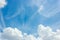 The vast blue sky with large group of fluffy clouds