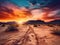 Vast desert beneath dramatic blue sky