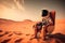 In the vast emptiness of Mars, an intrepid astronaut finds solace in a simple chair