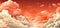 vast expanse of fluffy, layered clouds in shades of red and peach, creating a soft, dreamlike atmosphere