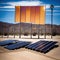 Vast outdoor solar panel farm in a desert.