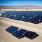 Vast outdoor solar panel farm in a desert.