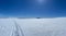 Vast winter landscape with pristine white snow blanketing the landscape