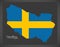 Vasterbotten map of Sweden with Swedish national flag illustration