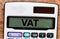 VAT word on calculator screen. Concept for business