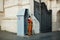 VATICAN CITY - MAY 22 2017 : Pontifical Swiss Guard securing one access of St. Peter's Basilica