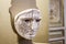 Vatican City, Vatican. February 3, 2016. Etruscan sculpture of a human mask in stone